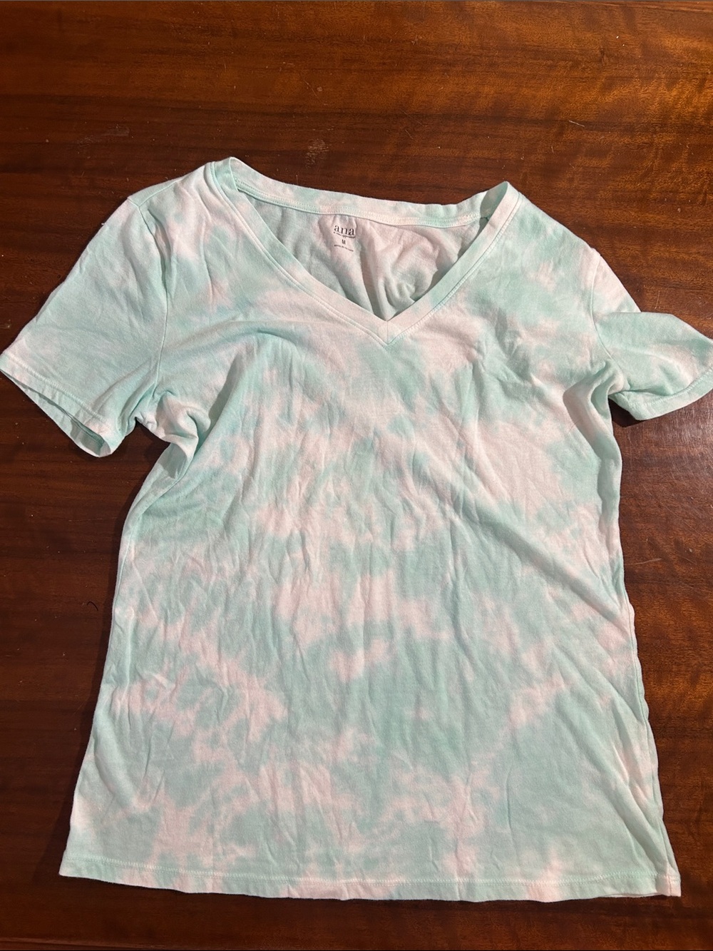 a.n.a Mint Green Tie-Dye V-Neck Tee